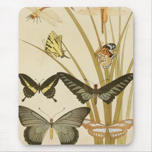 Vintage Butterfly Papillon Illustration Art Mouse Pad