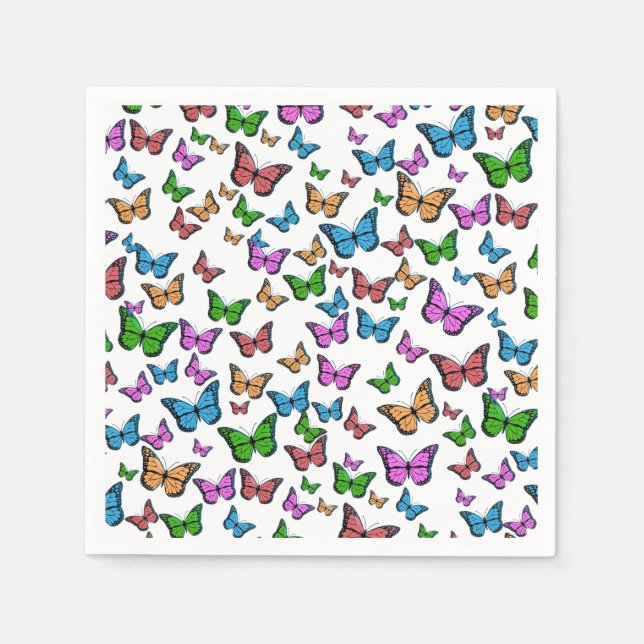 Vintage Butterfly Papillon Illustration Art  Napkins (Front)
