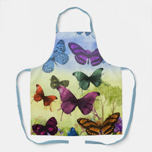 Vintage Butterfly Papillon Old Illustration Art Apron
