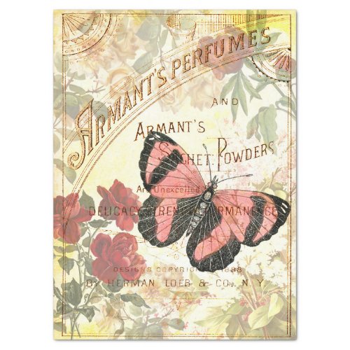 Vintage Butterfly Perfume Ad Decoupage Tissue Paper