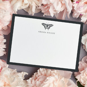 Vintage Butterfly Personalized Stationery Flat Note Card