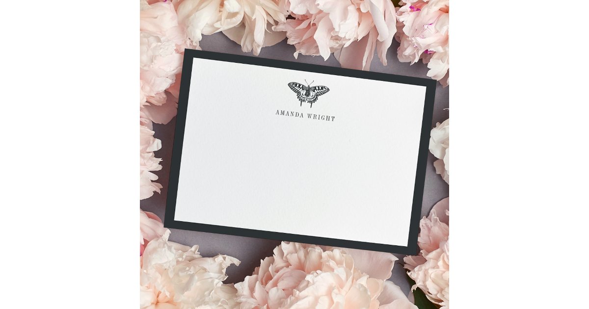 Vintage Butterfly | Personalized Stationery Flat Note Card | Zazzle