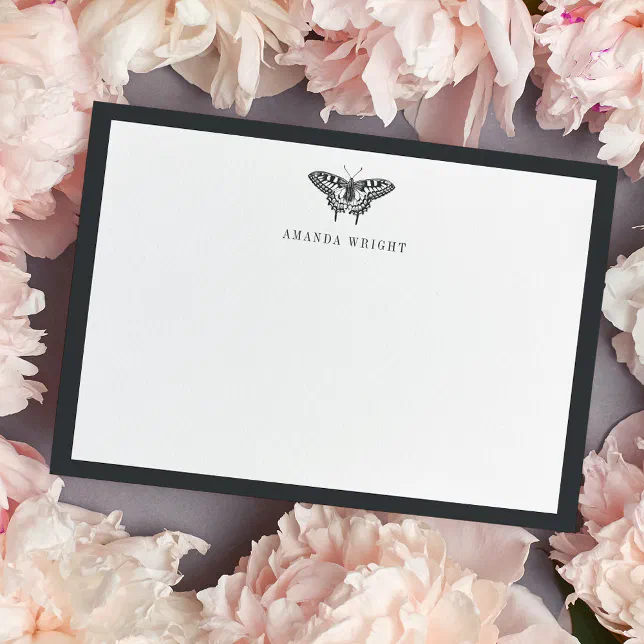 Vintage Butterfly | Personalized Stationery Flat Note Card | Zazzle