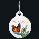 Vintage Butterfly Pet ID Tag<br><div class="desc">A vintage public domain art of a butterfly on a green plant from a children's Bible storybook.</div>