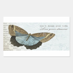 Vintage butterfly positive inspirational quote rectangular sticker