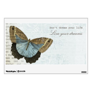 Vintage butterfly positive inspirational quote wall decal