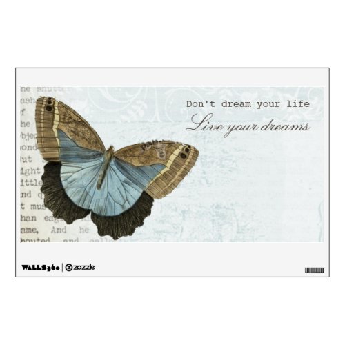 Vintage butterfly positive inspirational quote wall decal
