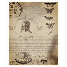 Vintage Butterfly Post Stamp Old Sepia Paper