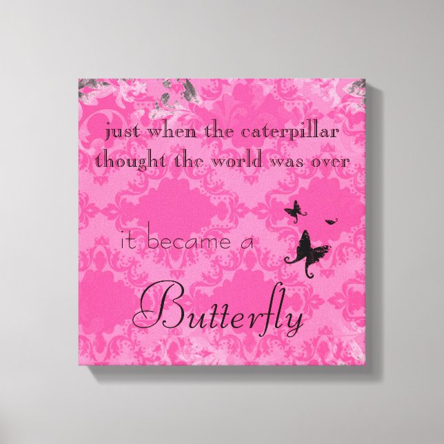 Vintage Butterfly Quote Canvas Print (Front)
