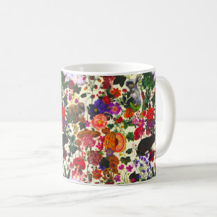 Vintage Butterfly Rabbit Garden Floral Watercolor Coffee Mug