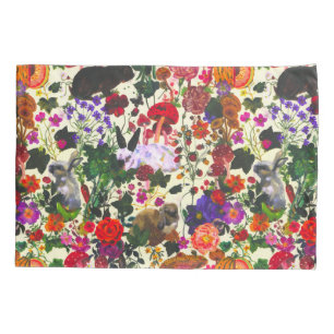 Vintage Butterfly Rabbit Garden Floral Watercolor Pillow Case