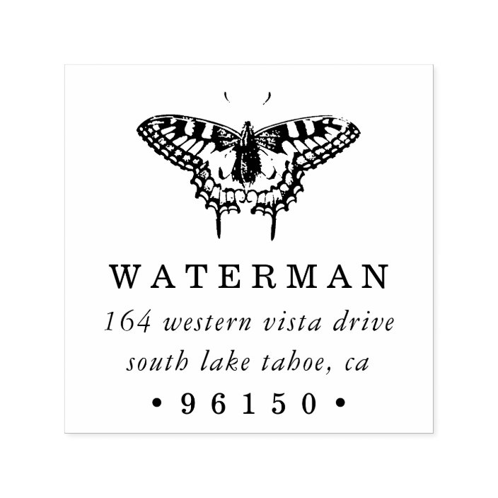 Personalized Custom Return Address Rubber Stamp or Self Inking Stamp Insects Butterfly Wings Butterfly Return Address Stamp