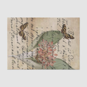 Vintage Butterfly Script Decoupage Tissue Paper