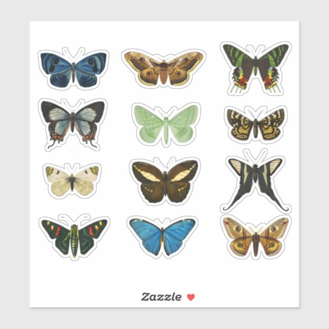  Vintage Butterfly Set 2 Stickers - Classic Floral (Sheet)