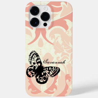 Vintage Butterfly Simply Peachy Damask iPhone Case