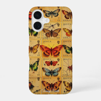 Vintage Butterfly Stamps iPhone 16 Case