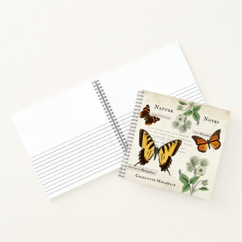 Vintage Butterfly Swallowtail Monarch Painted Lady Notebook