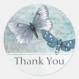 Vintage Butterfly Thank You Classic Round Sticker