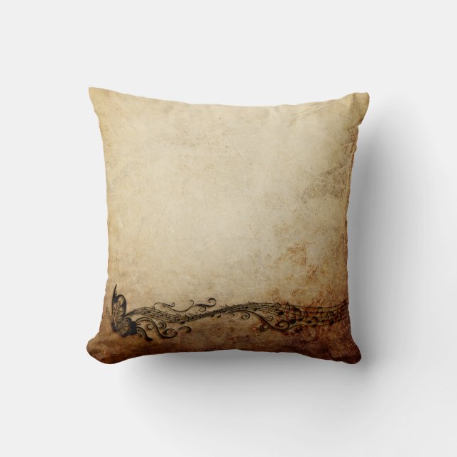 Vintage Butterfly Throw Pillow (Front)