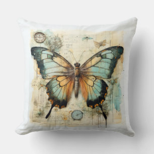 Vintage Butterfly Throw Pillow