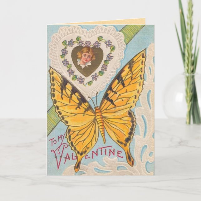 Vintage Butterfly Valentine Card (Front)