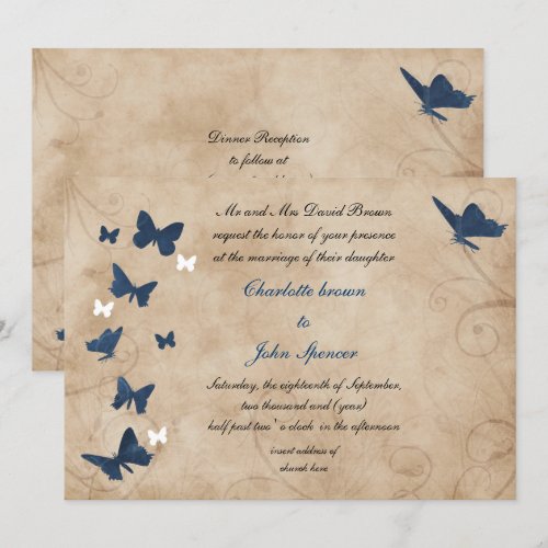 vintage butterfly wedding  Invitations
