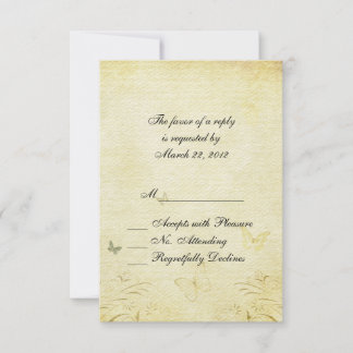 Vintage Butterfly Wedding RSVP Card