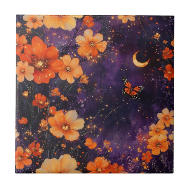Vintage Butterfly Wildflower (10) Ceramic Tile (Front)