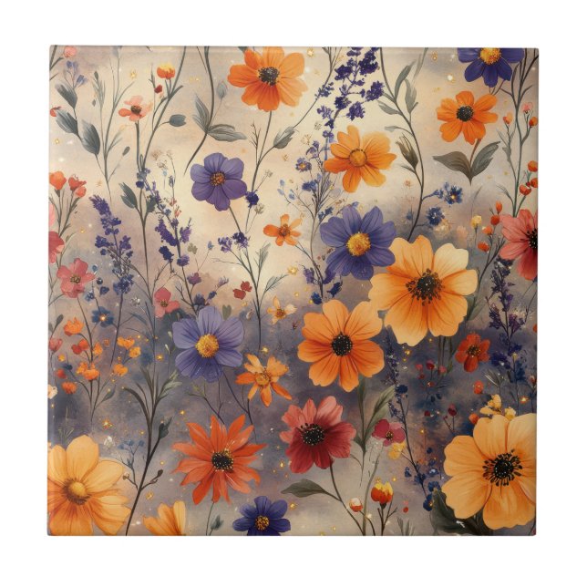 Vintage Butterfly Wildflower (11) Ceramic Tile (Front)