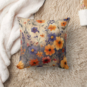 Vintage Butterfly Wildflower (11) Throw Pillow