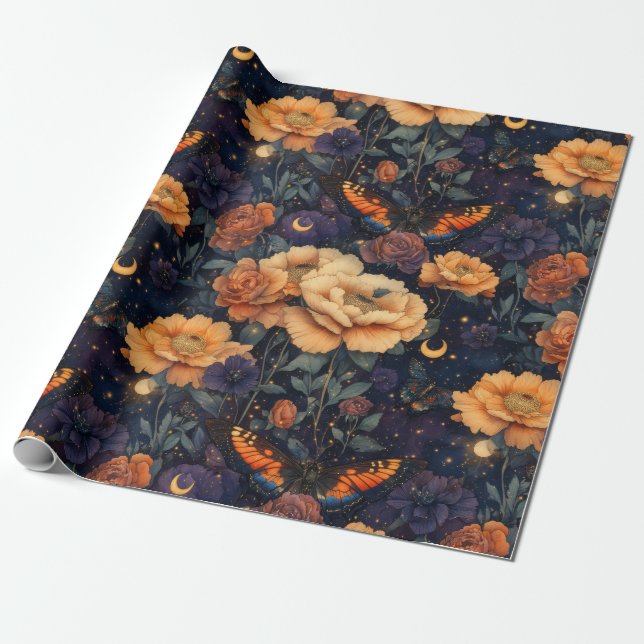 Vintage Butterfly Wildflower (2) Wrapping Paper (Unrolled)