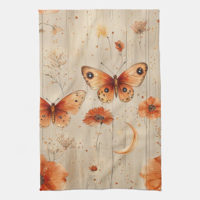 Vintage Butterfly Wildflower (3) Kitchen Towel (Vertical)