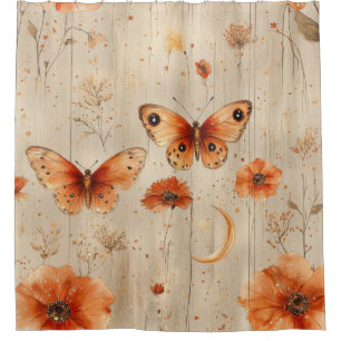Vintage Butterfly Wildflower (3) Shower Curtain