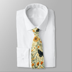 Vintage Butterfly Wildflower (4) Neck Tie