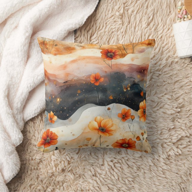 Vintage Butterfly Wildflower (4) Throw Pillow (Blanket)