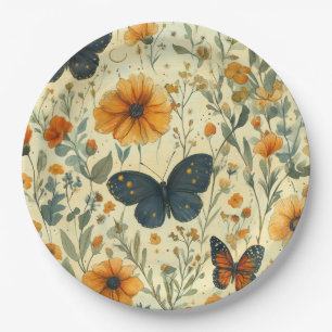 Vintage Butterfly Wildflower (5) Paper Plates