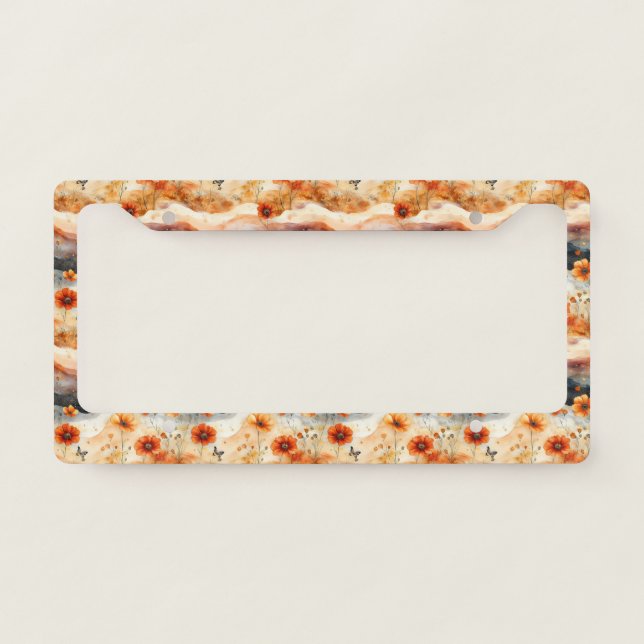 Vintage Butterfly Wildflower (6) License Plate Frame (Front)
