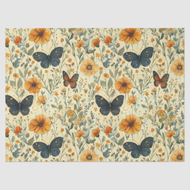Vintage Butterfly Wildflower (6) Tissue Paper (Front)