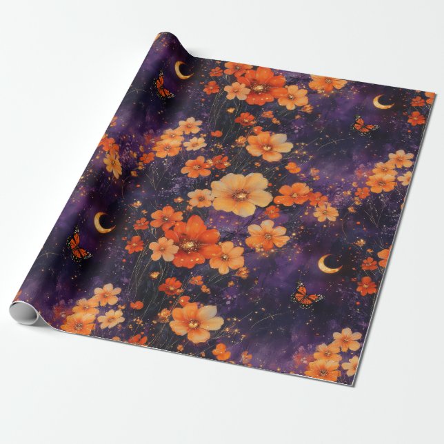 Vintage Butterfly Wildflower (6) Wrapping Paper (Unrolled)