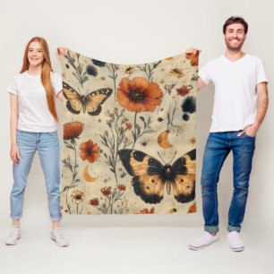 Vintage Butterfly Wildflower (7) Fleece Blanket