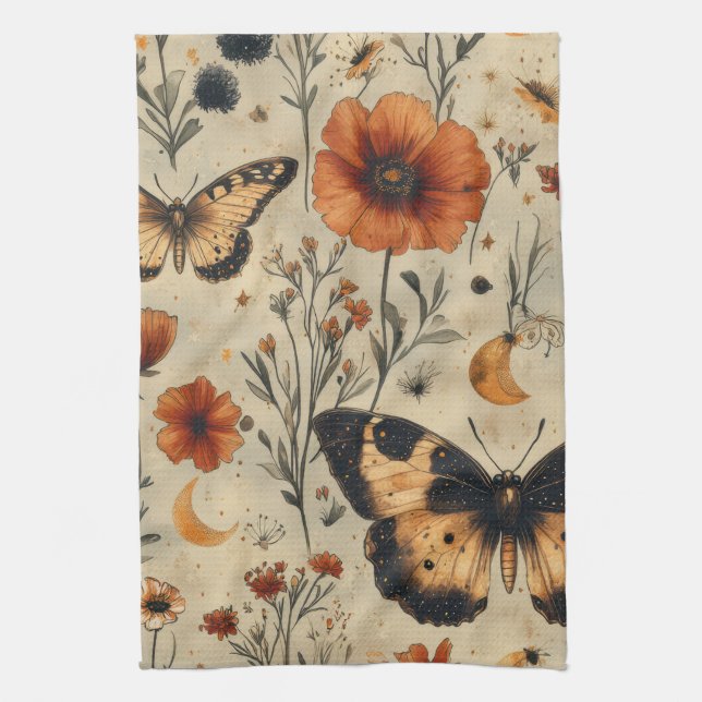 Vintage Butterfly Wildflower (7) Kitchen Towel (Vertical)