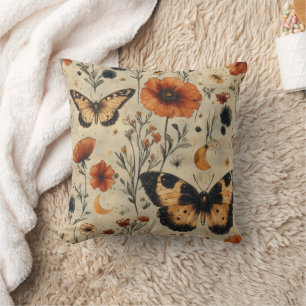 Vintage Butterfly Wildflower (7) Throw Pillow