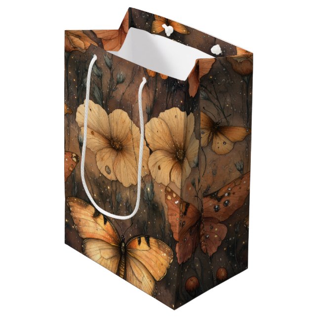 Vintage Butterfly Wildflower (8) Medium Gift Bag (Front Angled)