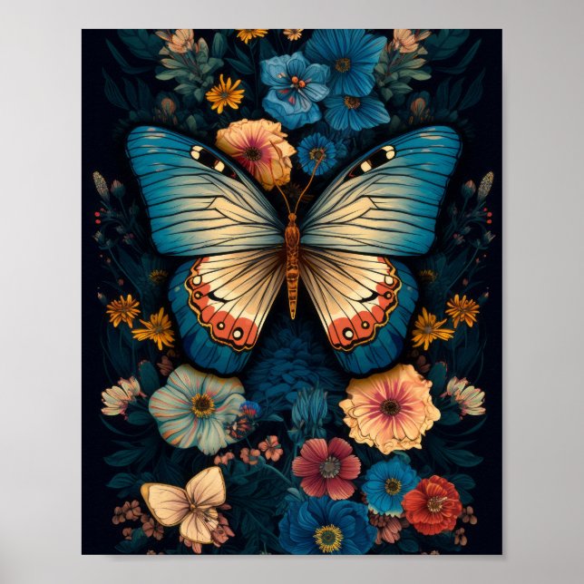 Vintage Butterfly William Morris Style Poster (Front)