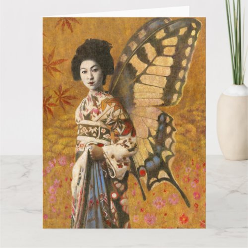 Vintage Butterfly Winged Geisha Large Card