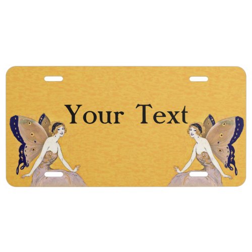 Vintage Butterfly Wings Fairy Fae Blond Hair License Plate