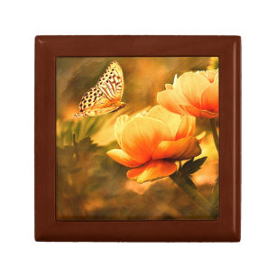 Vintage Butterfly Wooden Jewelry Keepsake Box