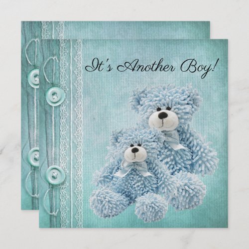 Vintage Button Lace  Teddy Bears  Baby Sprinkle Invitation