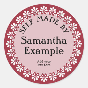 Vintage button trans. white 1a + your back & Text Classic Round Sticker