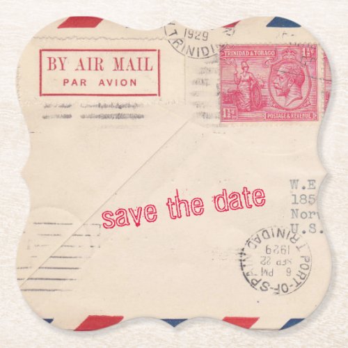 Vintage By Air Mail Drink Coasters